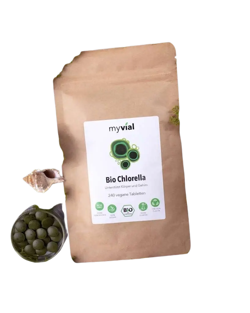 Vegan Bio Chlorella Tabletten von myvial, 240 Stück, nährstoffreiche Nahrungsergänzung in Tablettenform