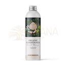 Ein weißer elijah sahil bio conditioner kokos moringa mit silberner kuppe für haar intensiv und geschmeidigkeit