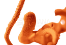 Orange, weich strukturierte bio cordyceps kapseln mit schwammiger oberfläche aus cordyceps militaris