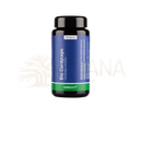 Schwarze flasche bio cordyceps kapseln von mykoplan mit blauem etikett und grünem band für natürliche balance