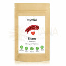 Myvial bio eisen plus vitamin c tabletten 180 stück in brauner wiederverschließbarer verpackung mit ferrous bisglycinate und acerola pulver für bessere eisenaufnahme