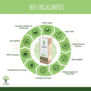A rechteckige kartonverpackung mit biooptimal bio-eucalyptus-tee etikett mit eucalyptusblättern für aromatische eucalyptus tisanes beim mana shop