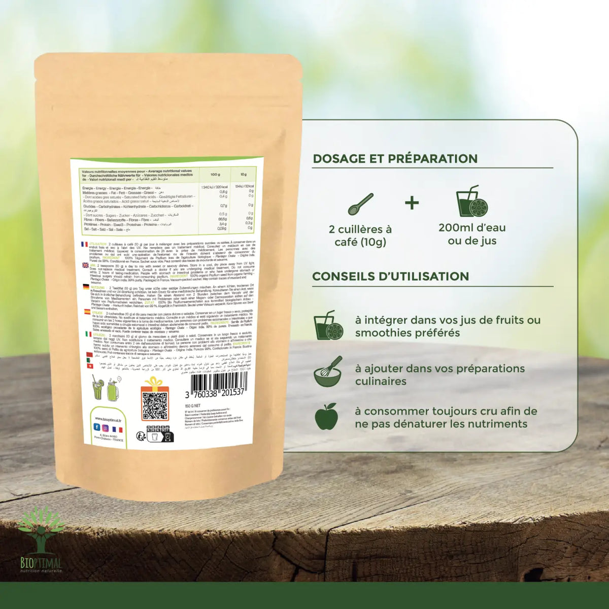 Bio-Flohsamenschalen, Packung