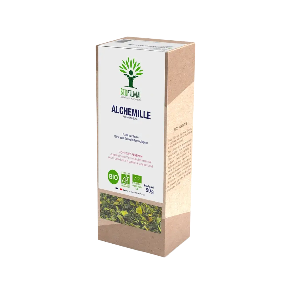 Bio Frauenmantel Tee von Bioptimal, natürlicher Kräutertee für den weiblichen Zyklus und leichte Beine, 50 g.