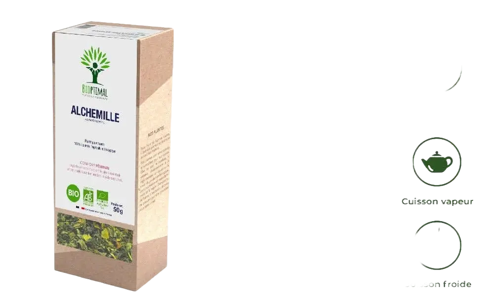 Bio Frauenmantel Tee von Bioptimal, natürlicher Kräutertee für den weiblichen Zyklus und leichte Beine, 50 g.