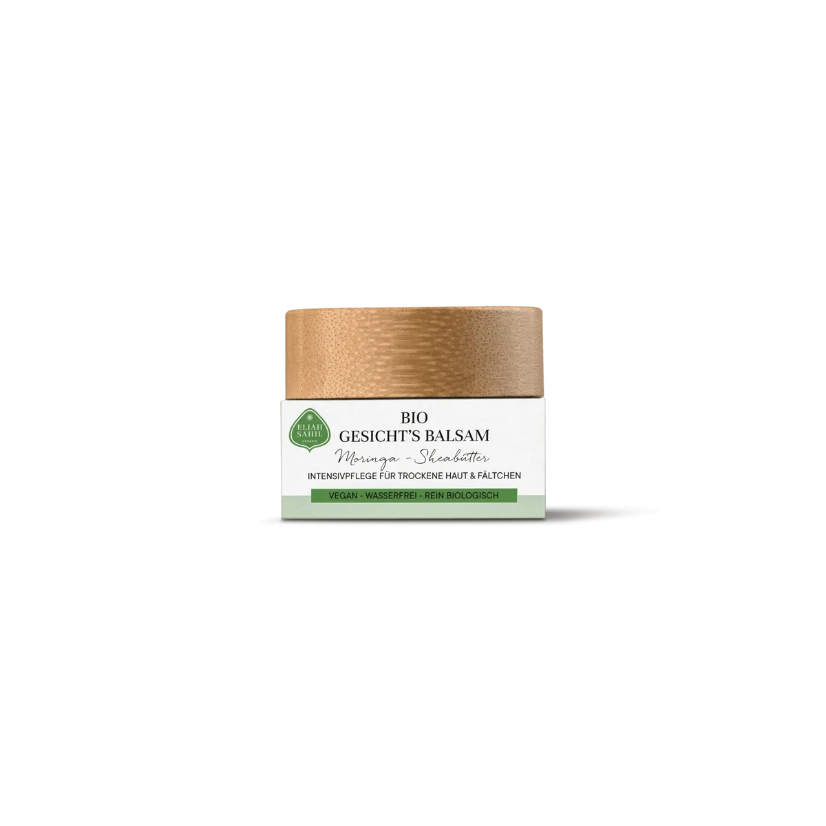 Bio Gesichtsbalsam Eliah Sahil mit Moringa und Sheabutter in 15 ml, cremige Textur für pflegende Gesichtsanwendung