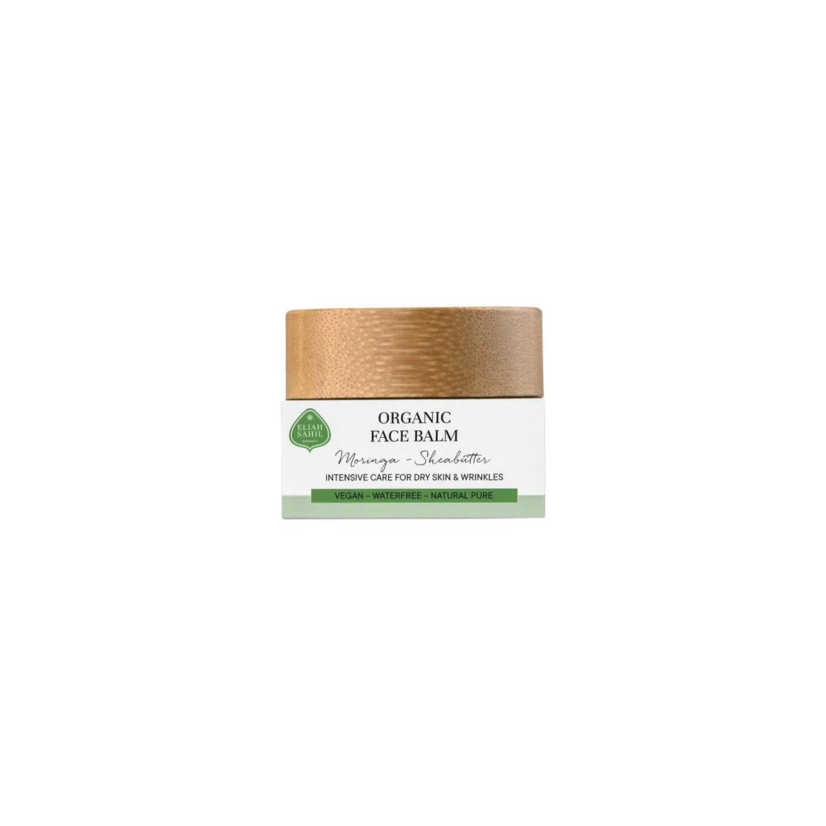 Bio Gesichtsbalsam mit Moringa und Sheabutter von Eliah Sahil in einer zylindrischen Verpackung, 15 ml.
