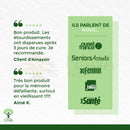 Grünes panel zeigt logos von ouest france seniorsactuels und santé toulouse zu bio ginkgo biloba nahrungsergänzungsmittel