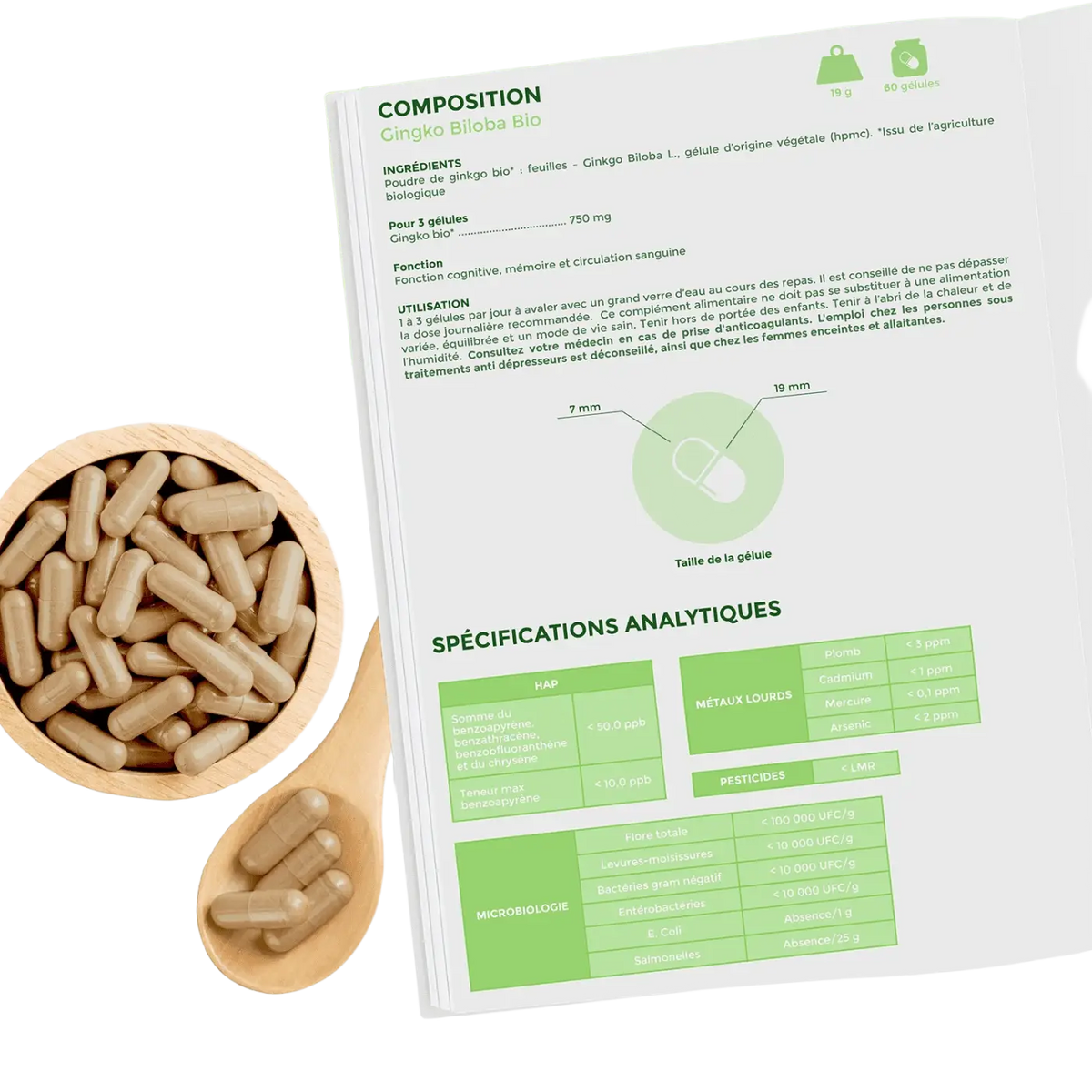 Bioptimal Bio Ginkgo Biloba Nahrungsergänzungsmittel mit 60 Kapseln für Gedächtnis und Durchblutung, natürliche Unterstützung