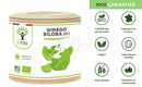 Ein zylindrischer behälter von biooptimal ginkgo biloba nahrungsergänzungsmittel mit beigem deckel organisches ginkgo aus frankreich