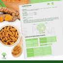 Bio kurkuma kapseln golden-orange in holzschale für gelenkgesundheit und verdauungskomfort zur ernährungsergänzung