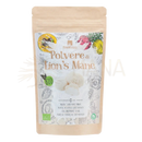 Beige nachfüllbare packung mit organischem lion’s mane pulver bio-löwenmähnenpulver 100g als kaffeeersatz
