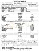 Zertifikat für bio maca kapseln schwarz rot gelb mix mit vitamin c vegan enthält analyse botanische quelle mikrobiologie schadstoffe mana shop