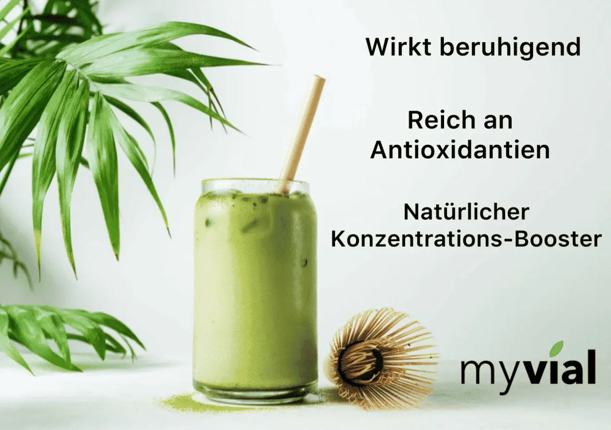 Bio Matcha Pulver von myvial, 100g, hochwertiges veganes Matcha Pulver aus Japan für Konzentration, Fettverbrennung und Gewichtsabnahme