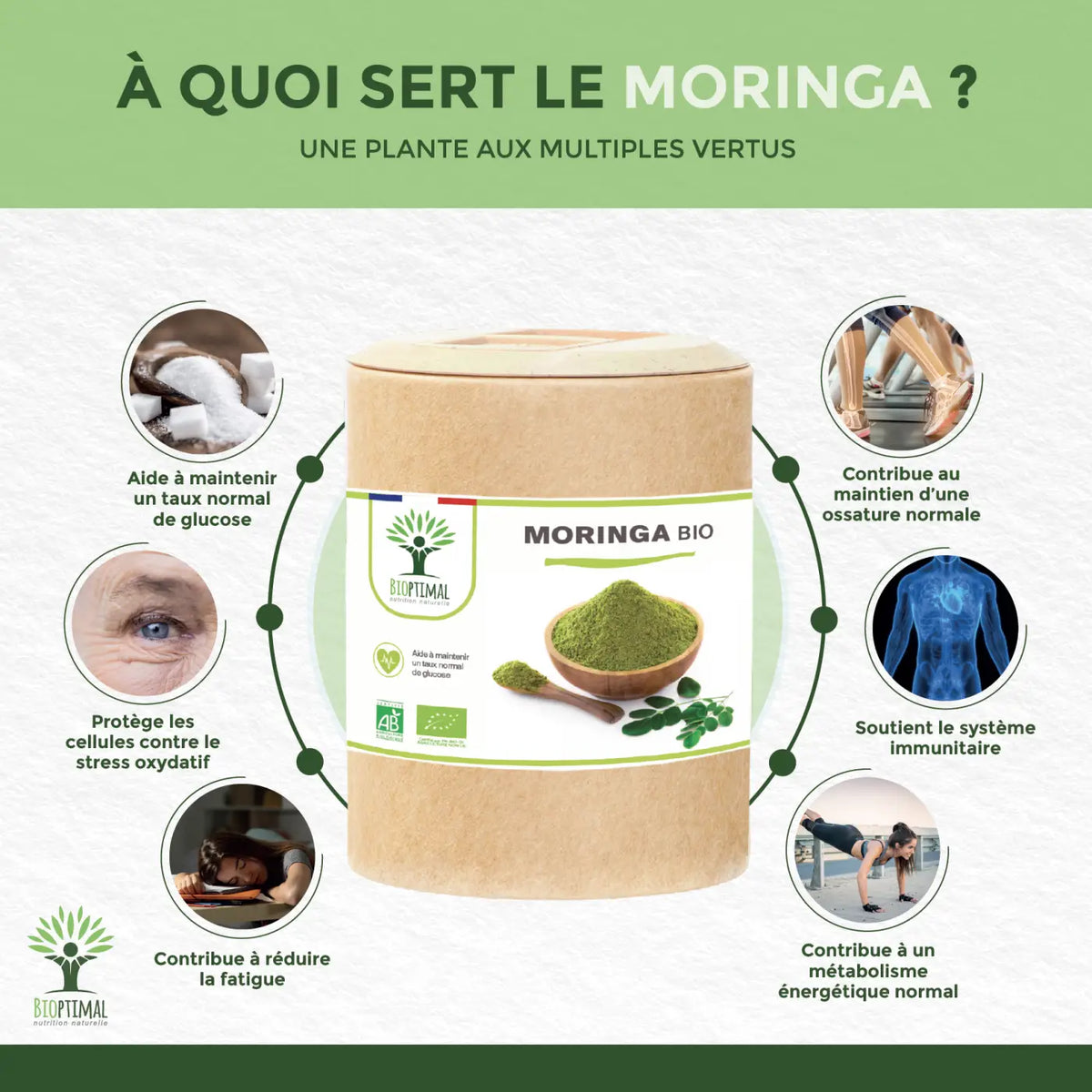 Bio-Moringa Nahrungsergänzung in Kapseln zur Unterstützung des Blutzuckerspiegels und Gewichtsverlust, von Bioptimal