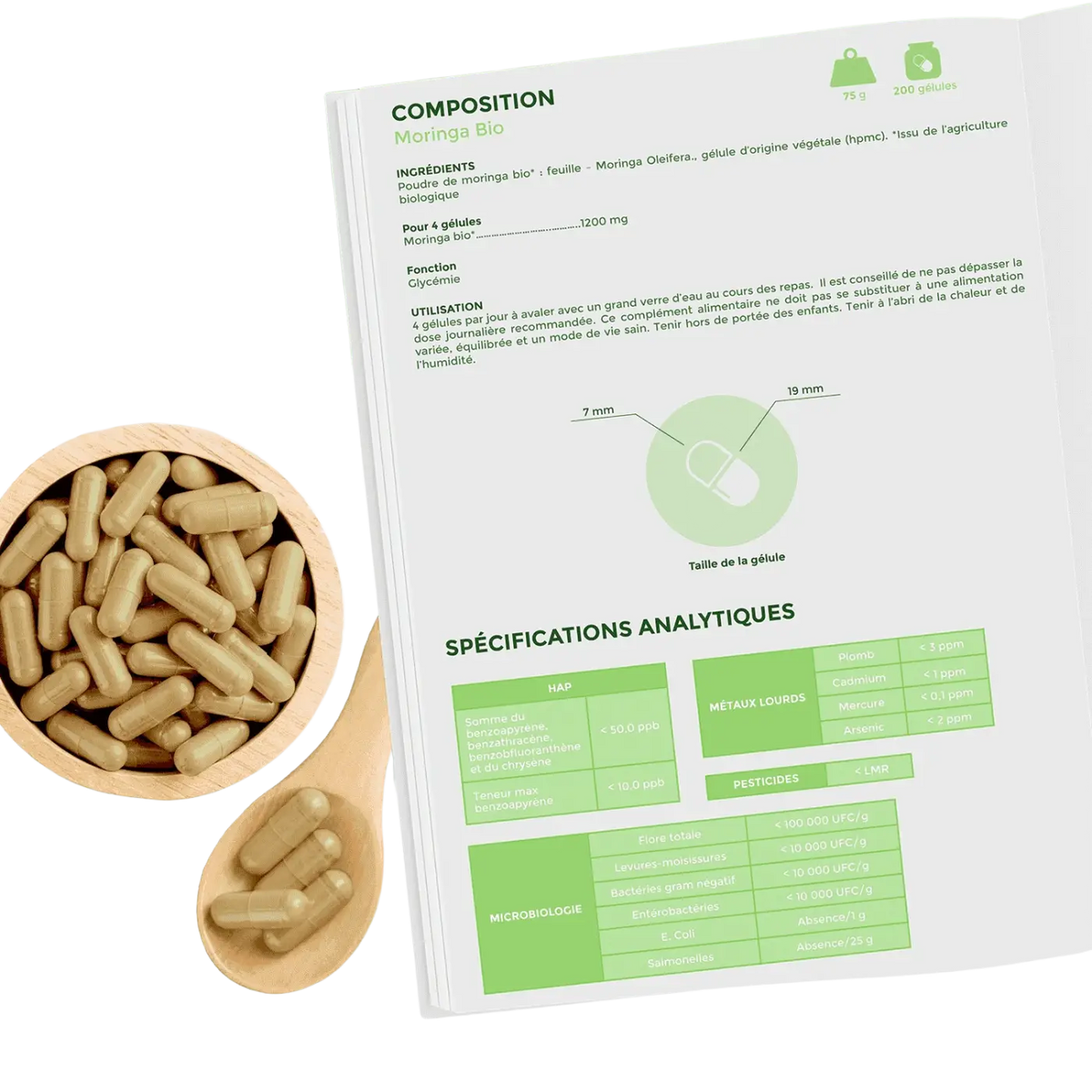 Bio-Moringa Nahrungsergänzung in Kapseln zur Unterstützung des Blutzuckerspiegels und Abnehmen, von Bioptimal