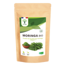 Bio-Moringa-Pulver von Bioptimal, veganes Nahrungsergänzungspulver in Beutel, beigem Farbton, 100 g.