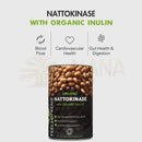 Bio-nattokinase mit inulin kapseln in schwarzem behälter mit bild fermentierter soja von mana shop image to zoom