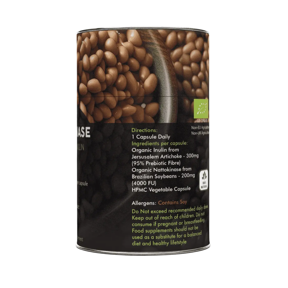 Bio-Nattokinase mit Inulin von Feel Supreme, natürliche Nahrungsergänzung, Enzym- und Ballaststoff-Kombination, in Kapselform.