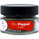 Kleines glas mit schwarzem deckel bio pippali ganz 33g enthält ganze organische pippali samen traditionelles ayurvedisches gewürz