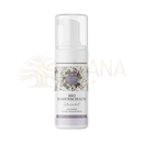 Ein weißer pumpflasche eliah sahil bio rasierschaum lavendel mit floralem etikett in lila und grün bei mana shop