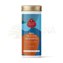 Elijah sahil bio shampoo kinder drachenblut in zylindrischem behälter mit blau orange abstraktem design und goldverschluss