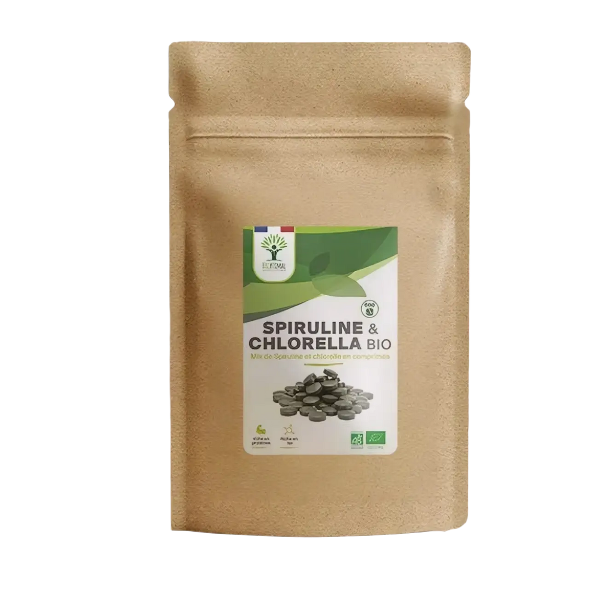 Bio Spirulina- und Chlorella-Mix Tabletten von Bioptimal, 600 Stück, nährstoffreiches Nahrungsergänzungsmittel in Tablettenform