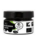 Schwarzes glas bio tamarinden paste 135g von cosmoveda als milde curry paste für pad thai und currygerichte