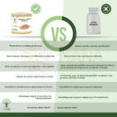 Vergleich zweier herbal supplement behälter links ecocert zertifizierte biologische weidenrindenkapseln zur linderung von gelenkschmerzen