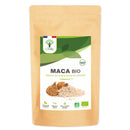 Bio-Maca-Pulver von Bioptimal, veganes Nahrungsergänzungsmittel für Energie, Vitalität, Libido und Fruchtbarkeit, in einer Schale.
