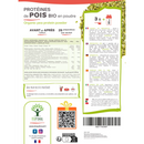 Bio-Erbsenproteinpulver von Bioptimal, verpackt in Frankreich, in einer weißen Packung mit grünen Erbsenbildern.