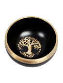 Black baum des lebens klangschale 10 cm mit goldener baum des lebens verzierung und poliertem messingrand bei mana shop