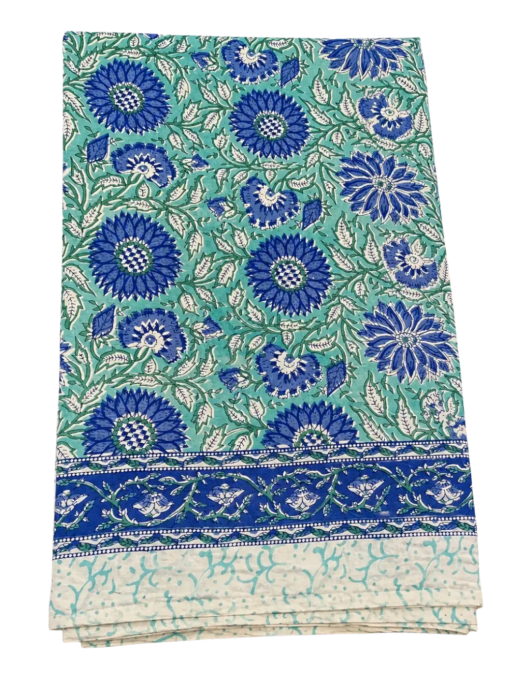 Blauer Blume Lunghi Sarong aus Baumwolle, 180cm x 108cm, gefaltet, mit Blumenmuster, von Mana Shop