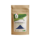 Blaues Spirulina Pulver BIO von Bioptimal, 50 g, mit Phycocyanin-Extrakt, frisch und natürlich in einer weißen Dose.