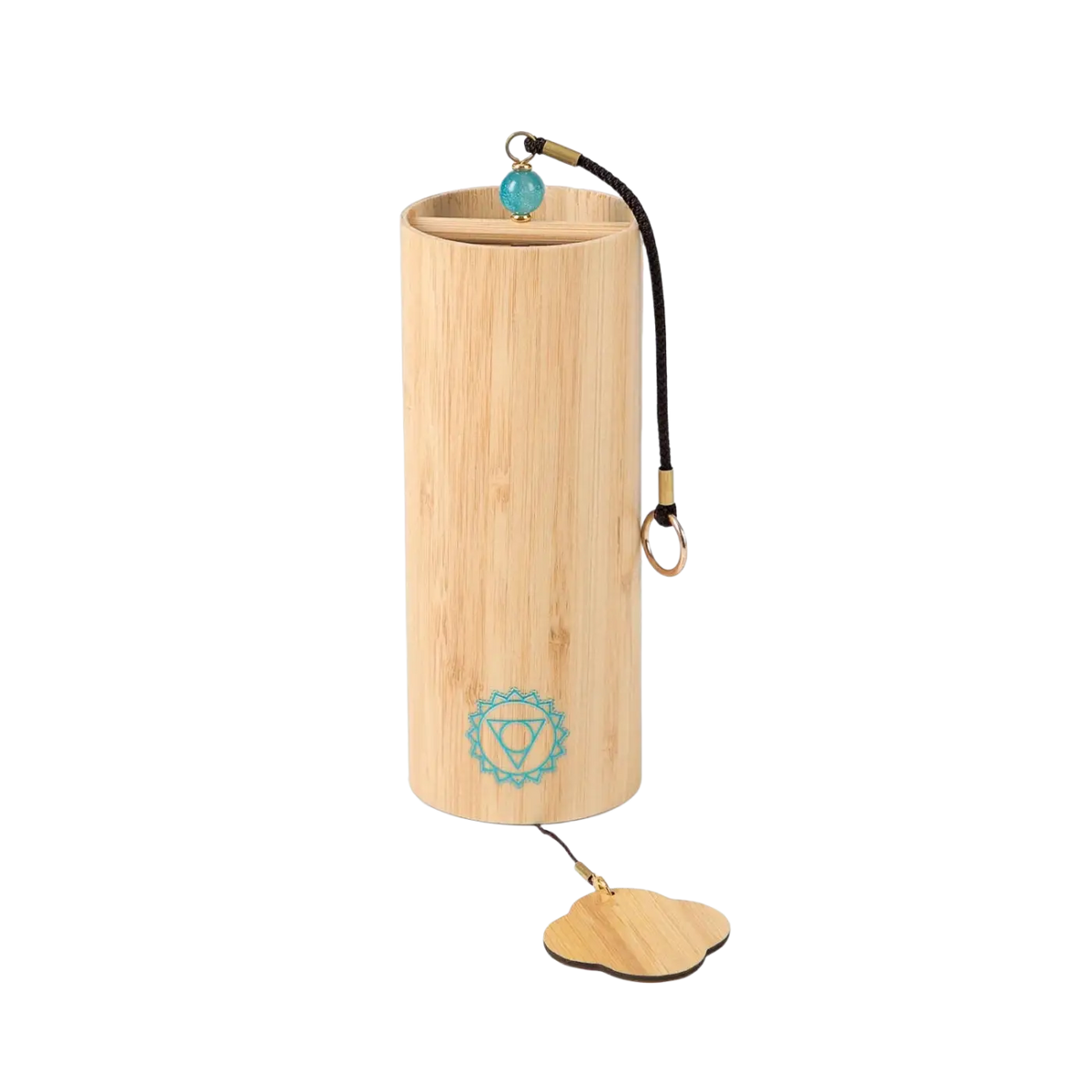 Bodynova Bodhi Chakren Klangspiel aus Bambus, Chakra-Windspiel mit Klangschalen für Vishuddha Chakra, handgefertigt