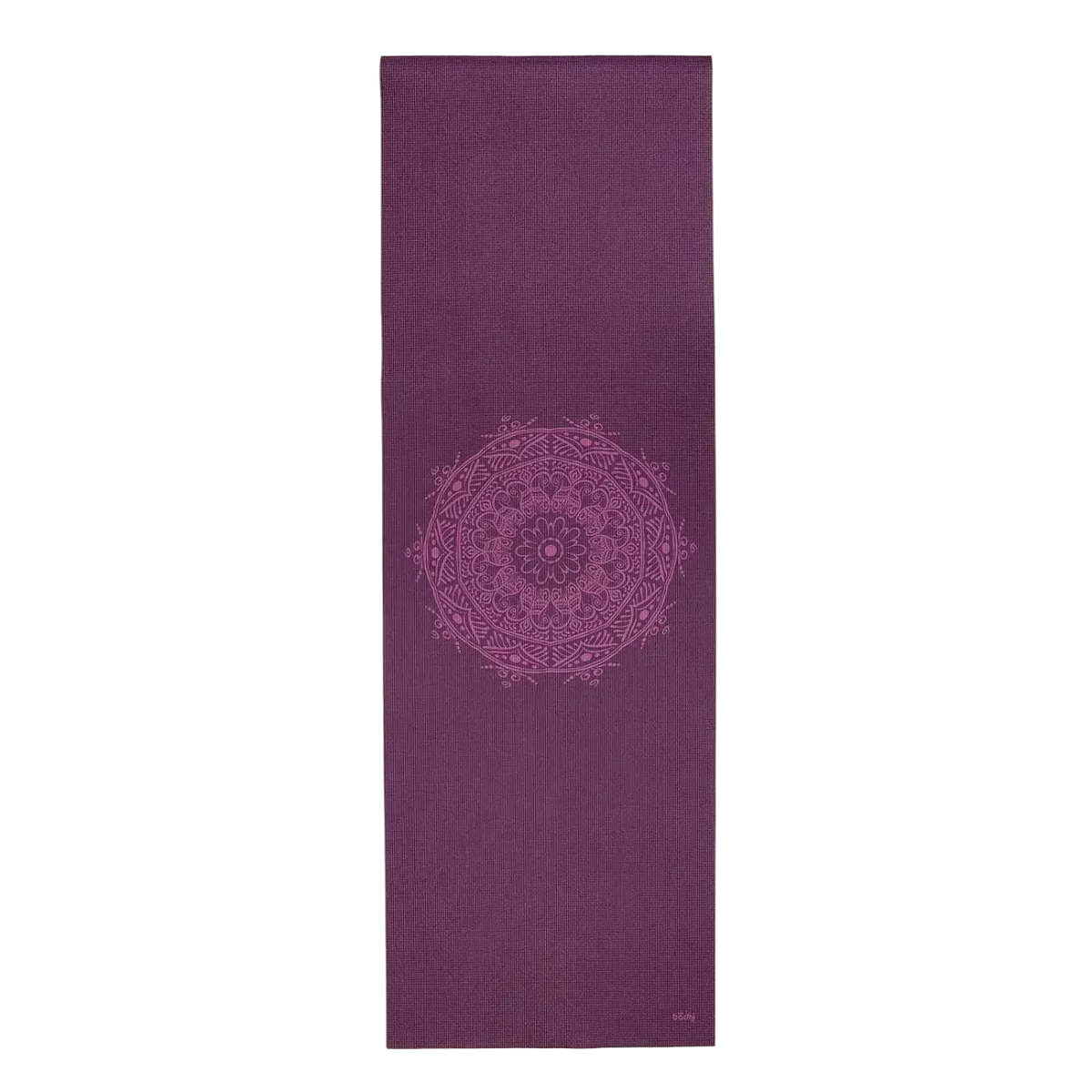 Purple yoga mat from bodhi leela collection mandala with subtle mandala aubergine design for mana shop