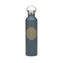 Edelstahl-Isolier-Trinkflasche von bodhi, 1L mit Blumen des Lebens Design, doppelwandig und auslaufsicher für unterwegs