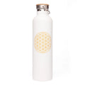Edelstahl-Isolier-Trinkflasche 1L von bodhi mit Blumen des Lebens Muster, aus Edelstahl, isoliert für heiße und kalte Getränke