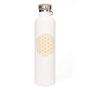 Edelstahl-Isolier-Trinkflasche 1L von bodhi mit Blumen des Lebens Muster, aus Edelstahl, isoliert für heiße und kalte Getränke