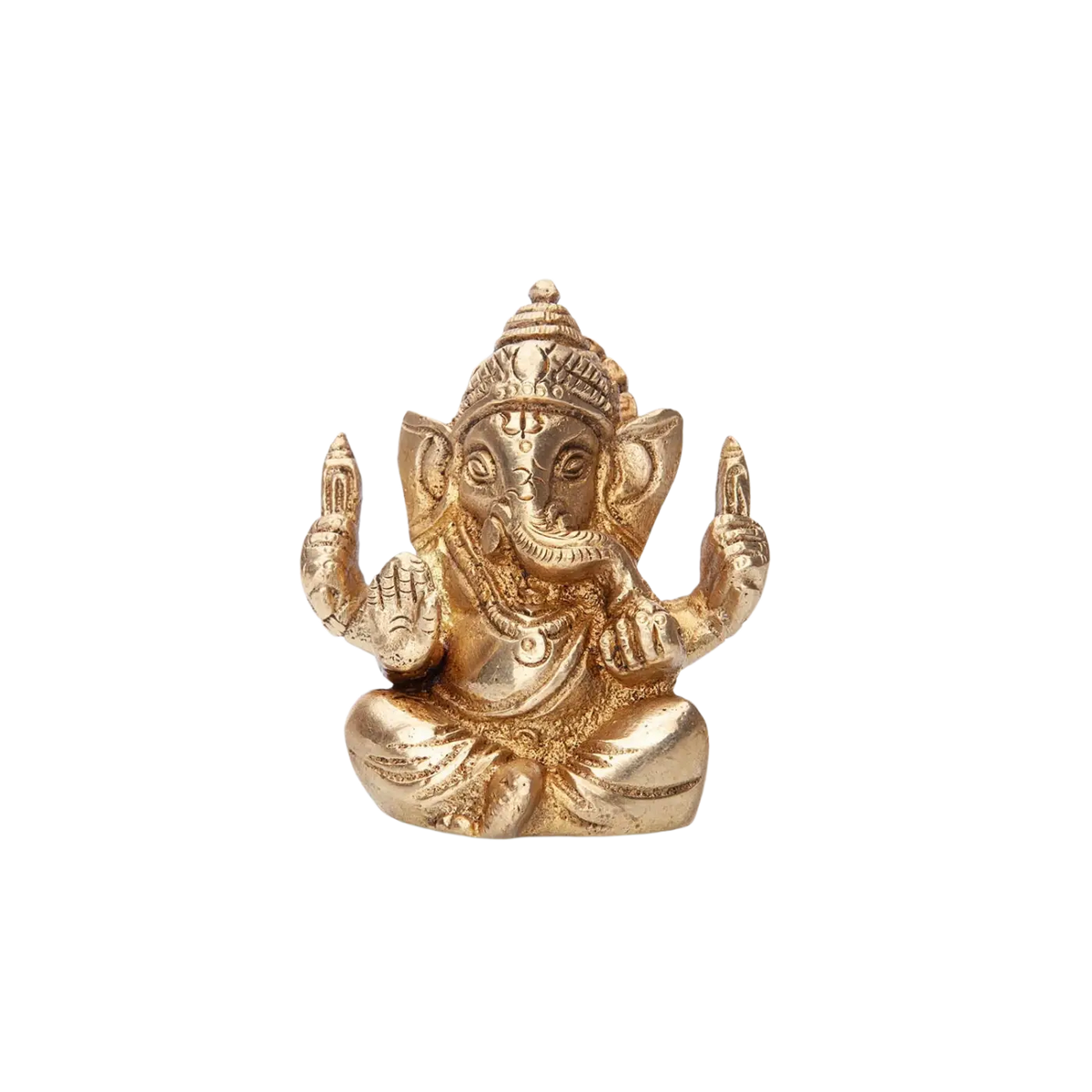 Goldene Bodynova Ganesha Statue aus Messing, ca. 7 cm hohe Dekorationsfigur für Zuhause, detailreiche indische Götterfigur
