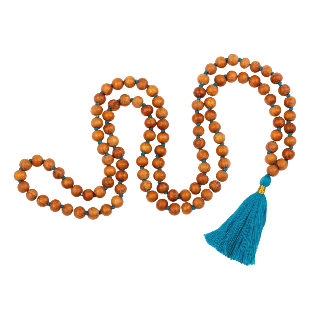 Bodynova Mala Yoga Kette aus Sandelholz mit Duft, farbiger Quaste und 108 Perlen, handgefertigter Schmuck für Meditation