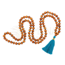 Bodynova mala yoga kette aus sandelholz mit 108 perlen und türkiser quaste mit sandalholz duft