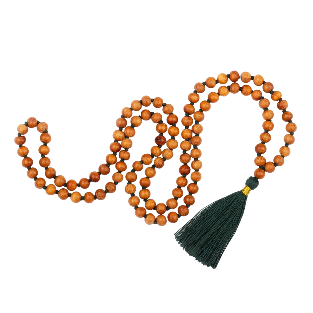 Bodynova Yoga Mala Kette aus Sandelholz mit Duft, bunte Quaste und 108 Perlen, spiritueller Schmuck für Yoga und Meditation