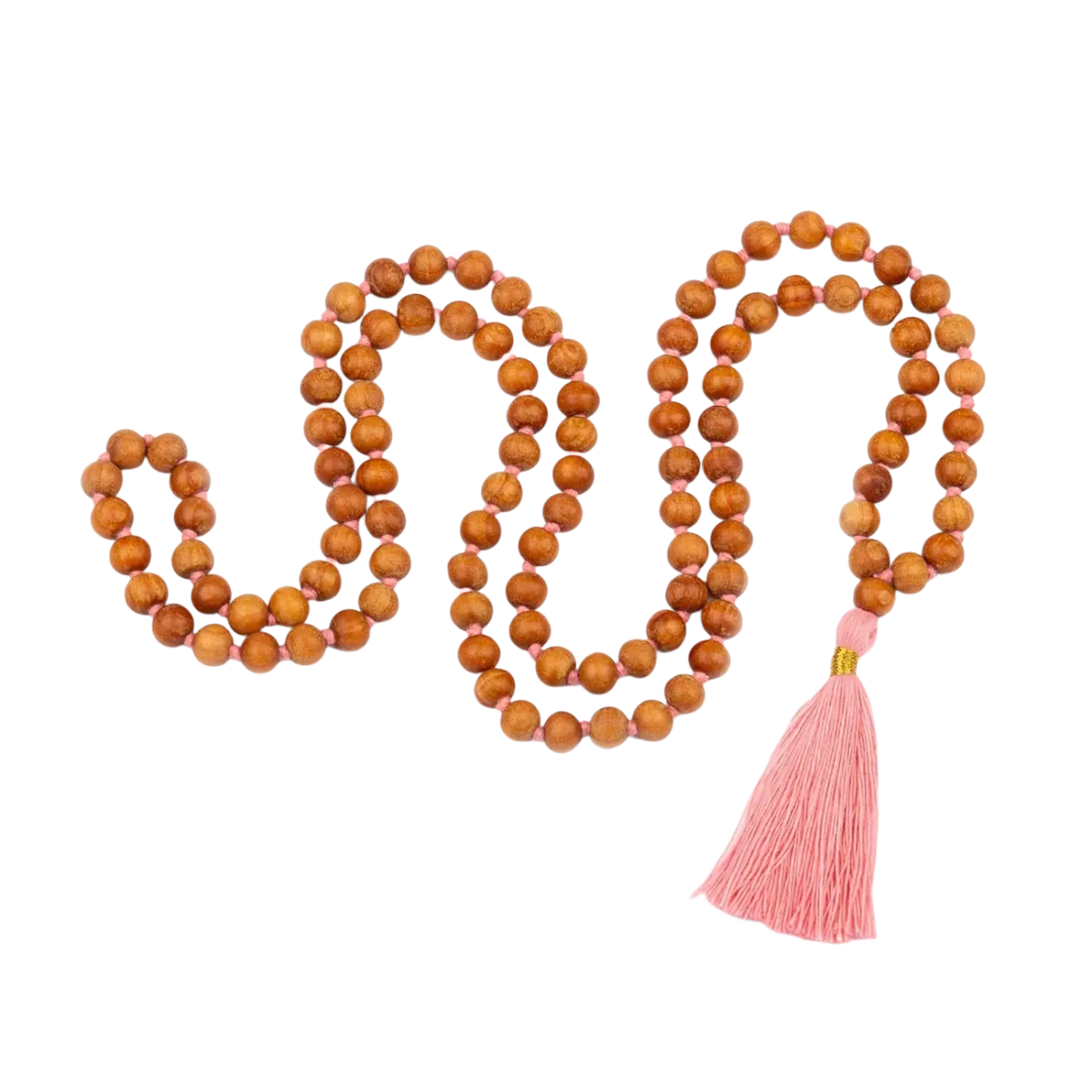Bodynova Mala Yoga Kette aus Sandelholz mit Duft, 108 Perlen und farbiger Quaste, elegantes Schmuckstück für Meditation