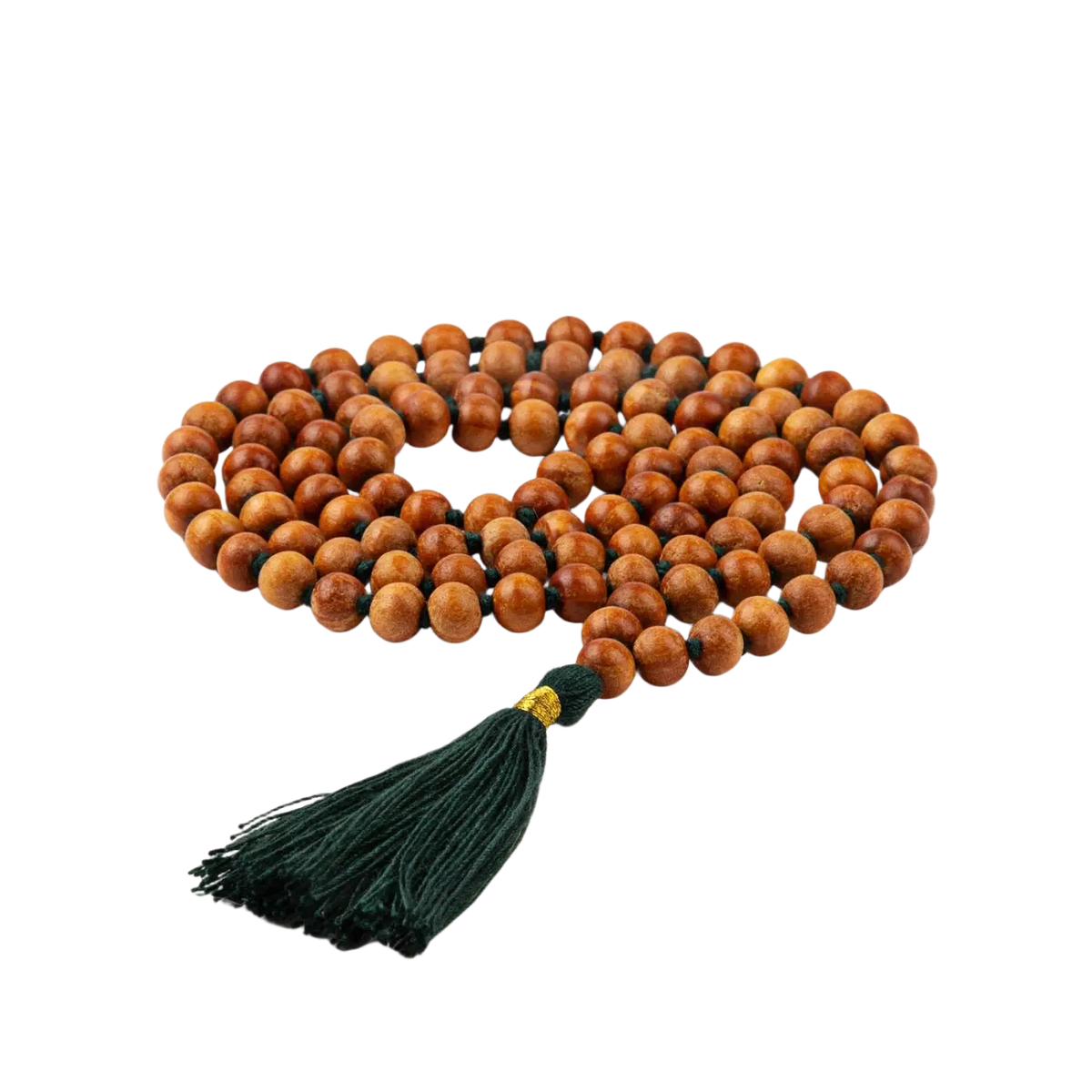 Yoga Mala Kette aus Sandelholz mit Duft, bunte Quaste, 108 Perlen, Bodynova Schmuck, handgefertigtes Yoga-Schmuckstück
