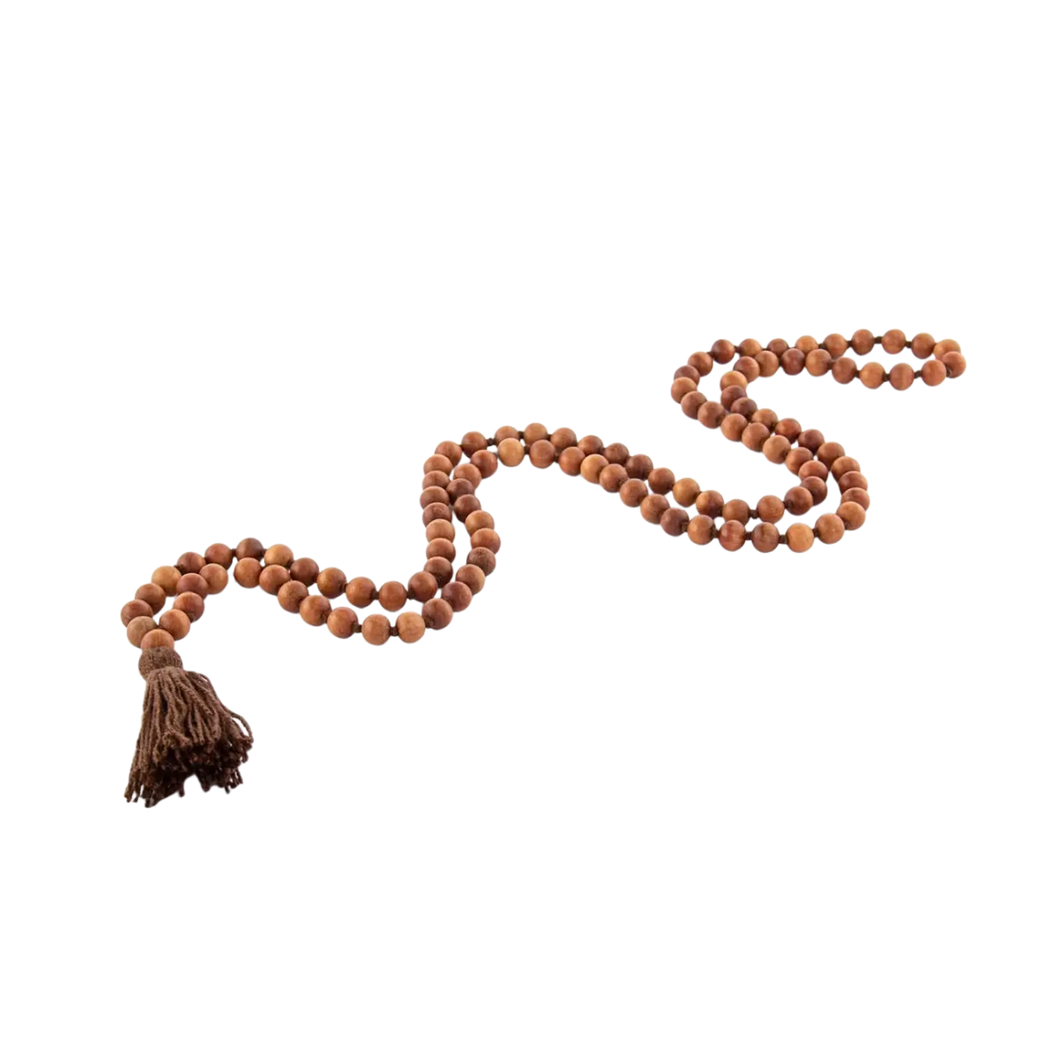 Yoga Mala Kette aus Sandelholz mit Duft, bunte Quaste und 108 Perlen, Schmuck von Bodynova, für Meditation und Entspannung