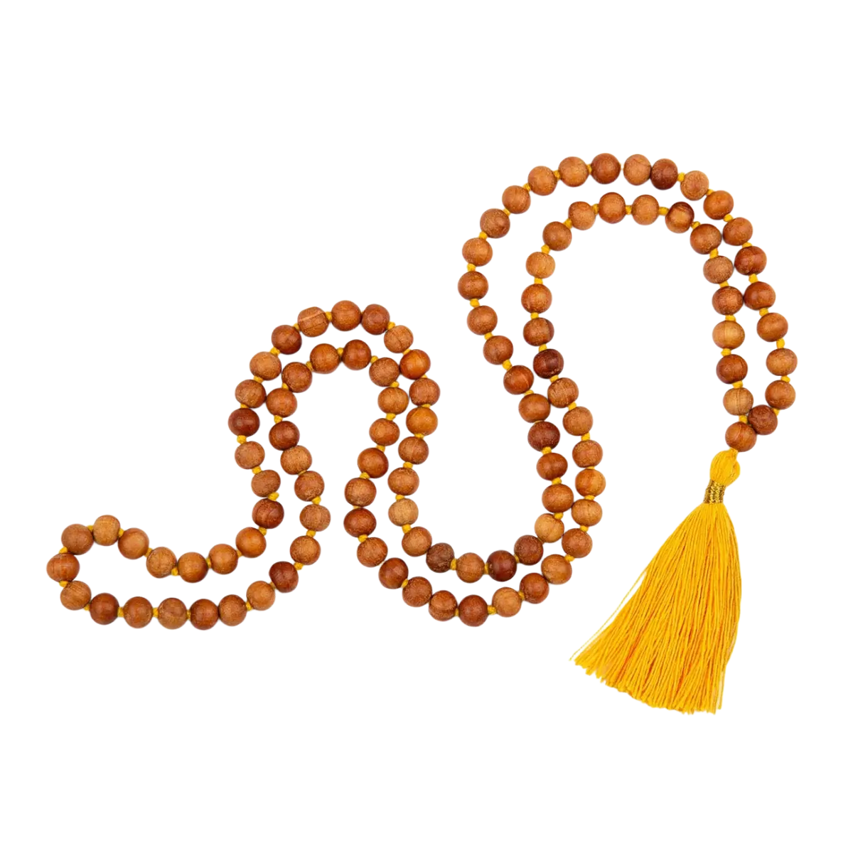 Bodynova Mala Yoga Kette aus Sandelholz mit 108 Perlen, Duft und bunter Quaste, hochwertiges Schmuckstück für Meditation und Entspannung