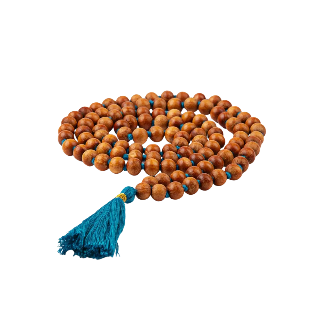 Yogakette aus Sandelholz mit Duft, 108 Perlen und bunter Quaste, Bodynova Schmuck für Meditation und Entspannung