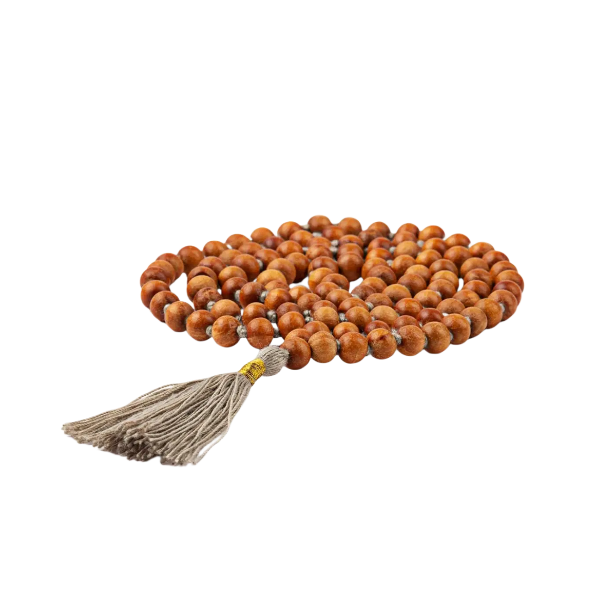 Bodynova Mala Yoga Kette aus Sandelholz mit Duft, bunter Quaste und 108 Perlen, handgefertigter Schmuck für Meditation und Entspannung