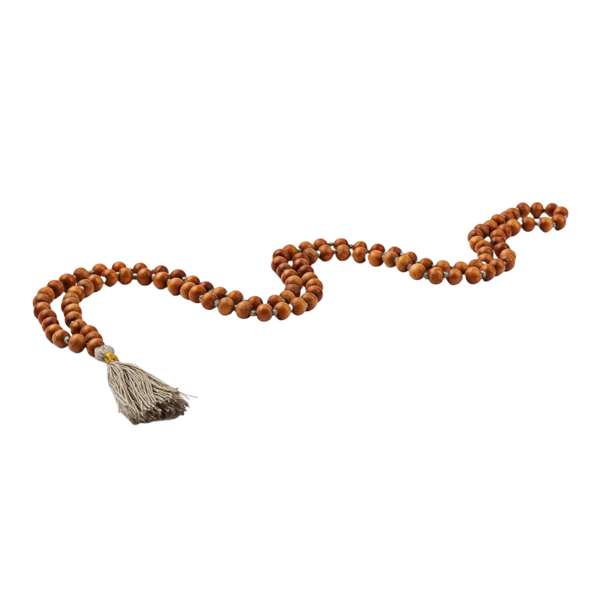 Bodynova Mala Yoga Kette aus Sandelholz mit Duft, bunte Quaste und 108 Perlen, als Schmuckstück für Meditation und Entspannung